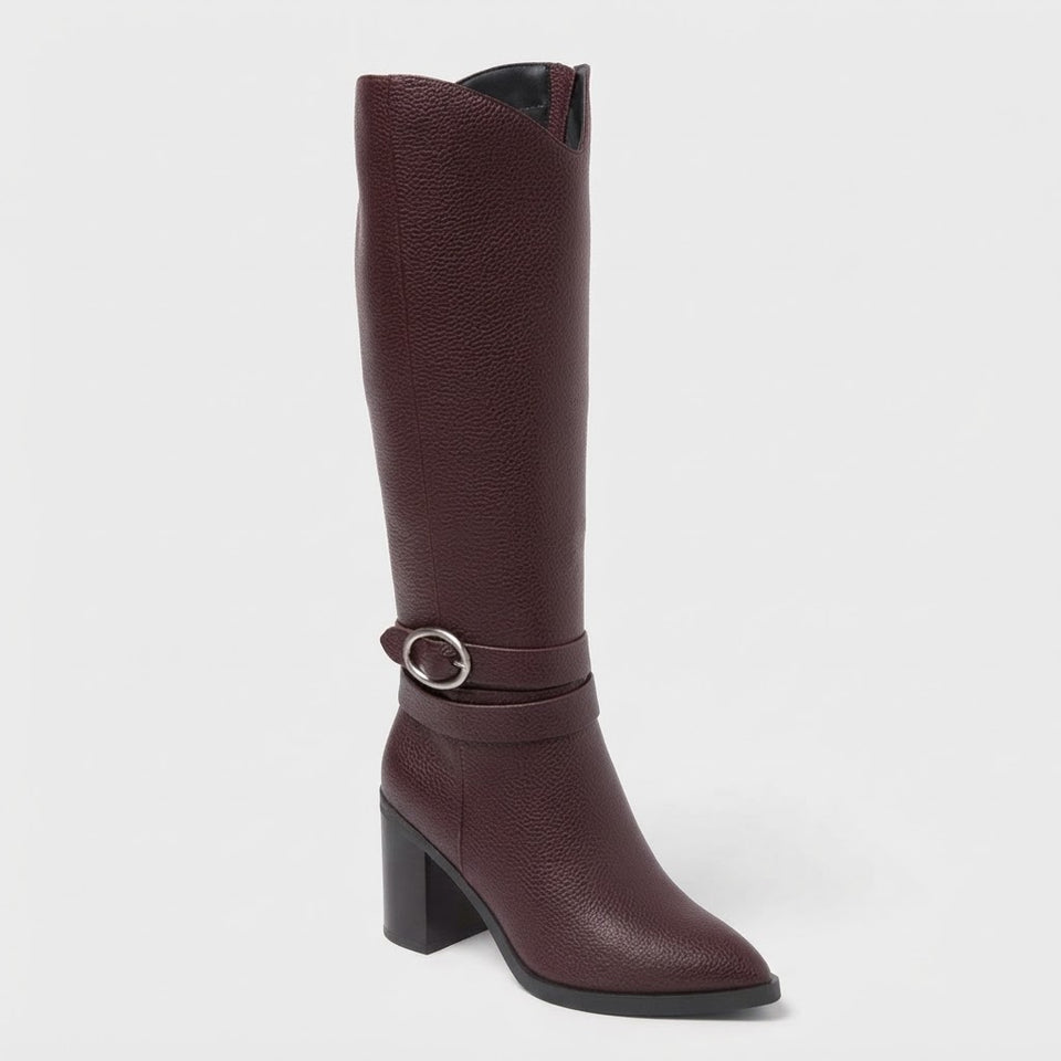 A New Day Women's Burgundy Rhonda Under Knee Heeled Boots
