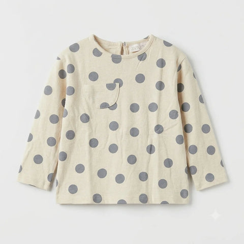 Zara Girl's Beige All Over Polka Dot Blouse With Chest Pocket | Zara In Lebanon