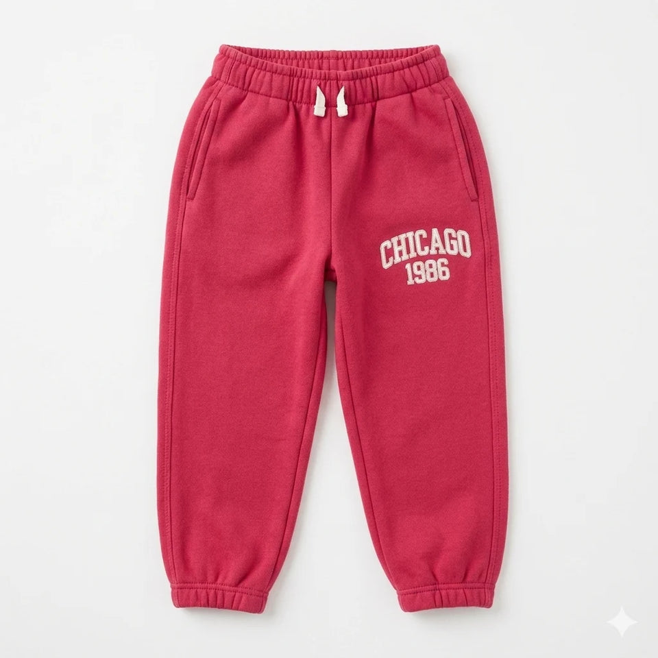 Zara Boy's Red "Chicago 1986" Embroidery Jogger Pant | Zara In Lebanon