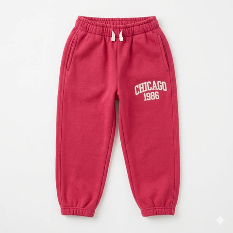 Zara Boy's Red "Chicago 1986" Embroidery Jogger Pant | Zara In Lebanon