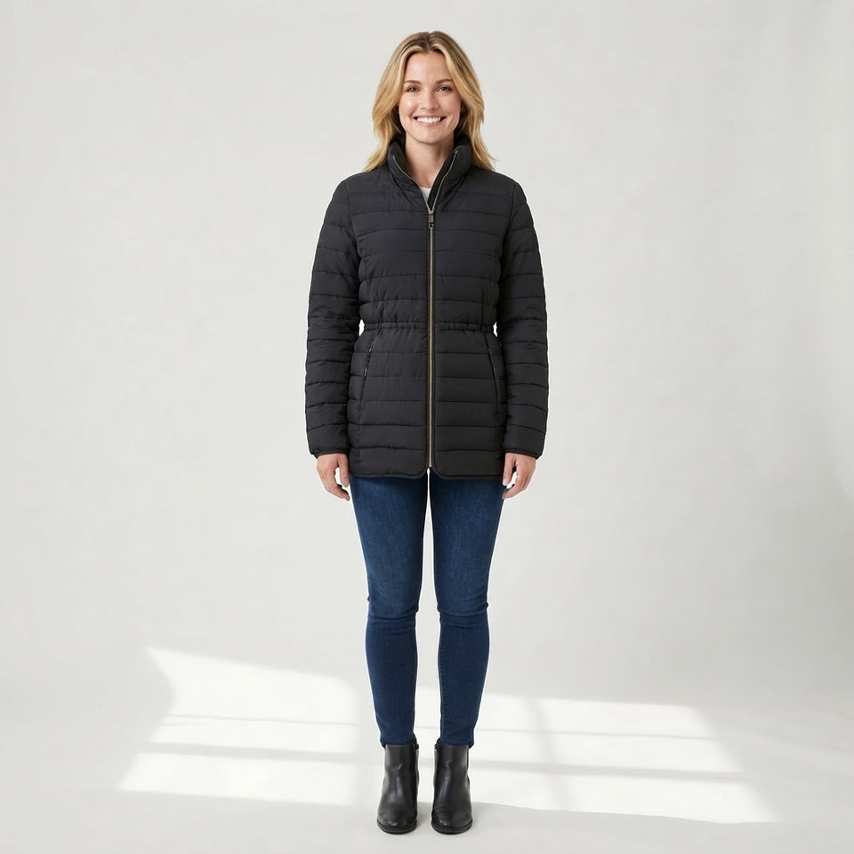 Nautica Women's Black Quilted Zip-Up Puffer Jacket