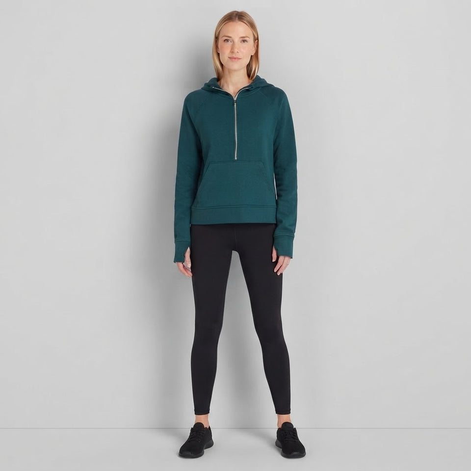 Danskin Women's Teal Green Half-Zip Hoodie