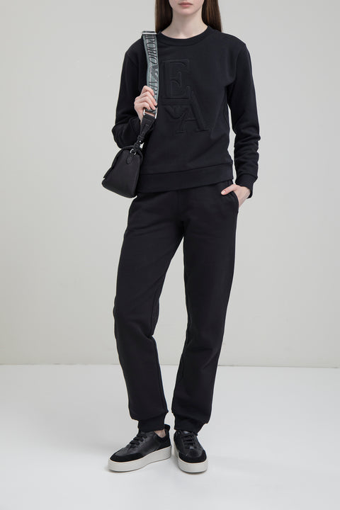 Emporio Armani Women's Black Logo Embroidery Sweatshirt | Emporio Armani In Lebanon