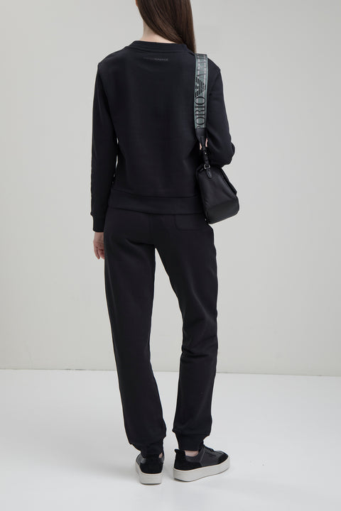 Emporio Armani Women's Black Logo Embroidery Sweatshirt | Emporio Armani In Lebanon