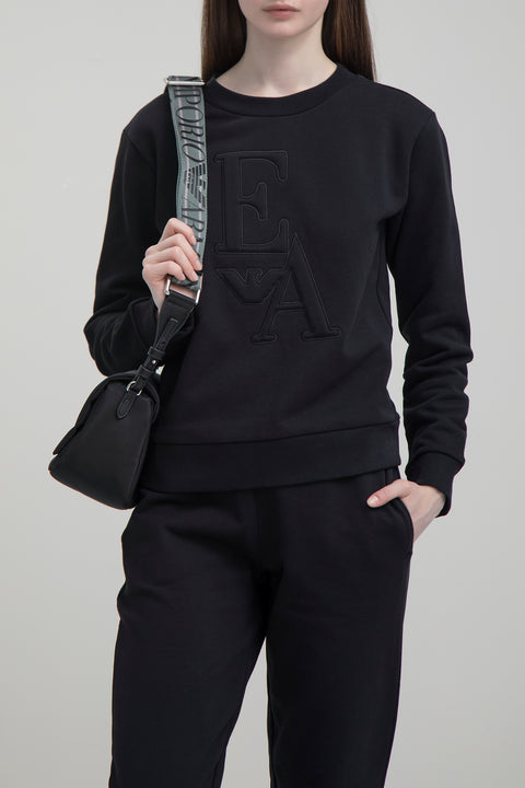 Emporio Armani Women's Black Logo Embroidery Sweatshirt | Emporio Armani In Lebanon