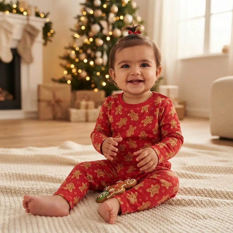 Sinsay Baby Girl's Red Holiday Pattern Pajama Set