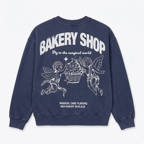 Zara Women's Navy "Bakery Shop" Graphic Sweatshirt | Zara In Lebanon