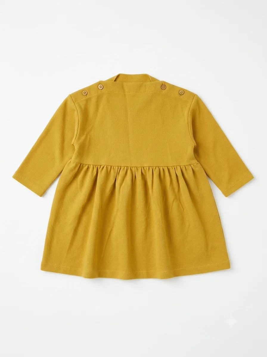 Zara Baby Girl's Mustard Long Sleeves Dress | Zara In Lebanon
