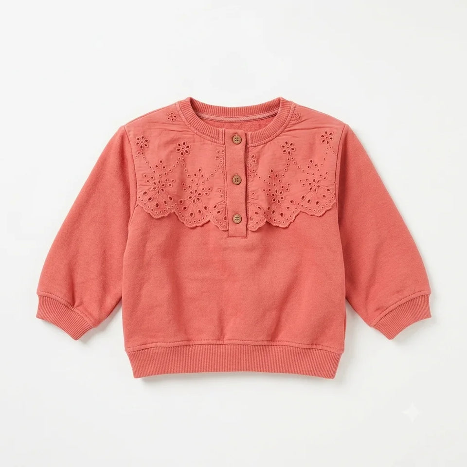Zara Baby Girl's Coral Lace Sweatshirt | Zara In Lebanon