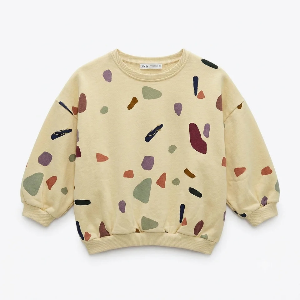 Zara Baby Girl's Cream Terrazzo Print Sweatshirt | Zara In Lebanon