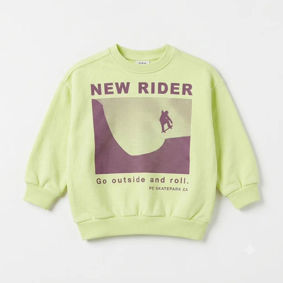 Zara Baby Boy's Lime Green Graphic Crewneck Sweatshirts | Zara In Lebanon
