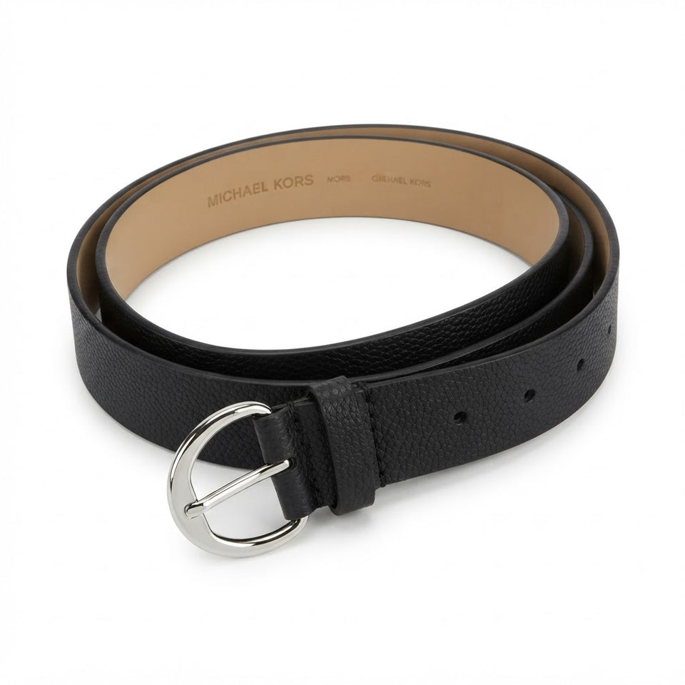 Michael Kors Women's Black Leather Pebble Belt
