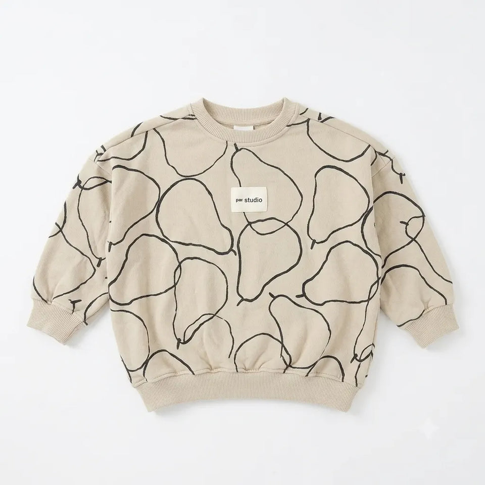 Zara Baby Girl's Beige & Black Pear Graphic Outline Print Sweatshirt | Zara In Lebanon