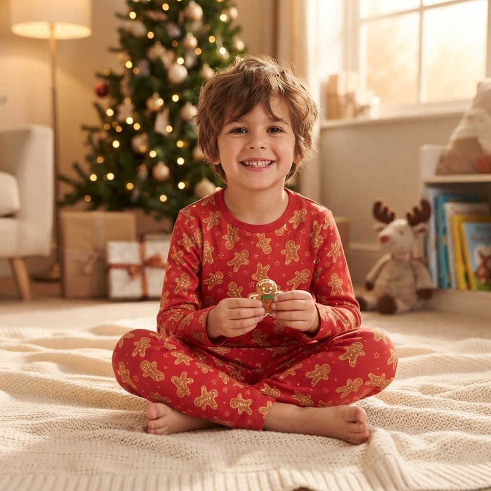 Sinsay Boy's Red Holiday Pattern Pajama Set