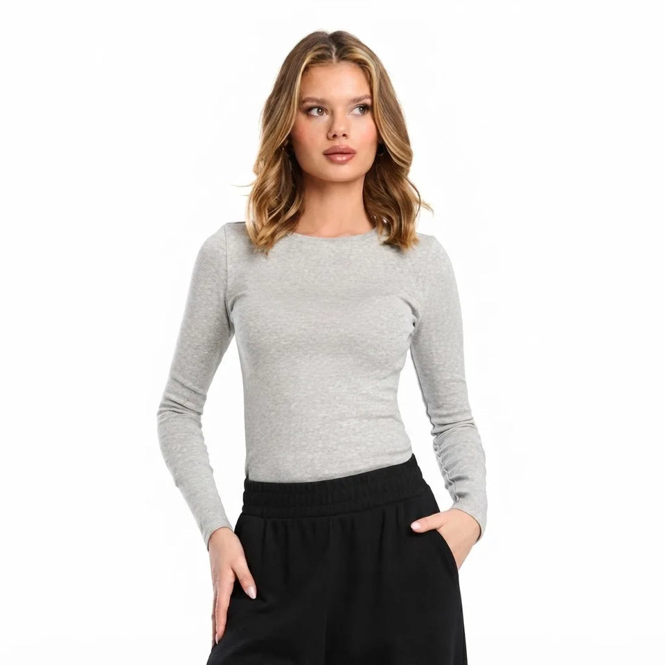 Sinsay Women's Light Gray Crew-Neck Bodysuit