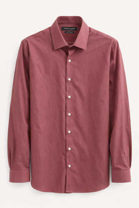 Tommy Hilfiger Men's Burgundy Long Sleeve Shirt | Tommy Hilfiger In Lebanon