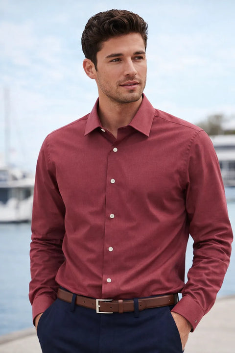 Tommy Hilfiger Men's Burgundy Long Sleeve Shirt | Tommy Hilfiger In Lebanon