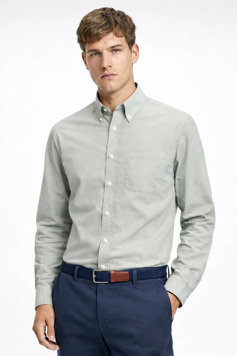 Tommy Hilfiger Men's Khaki Green The Flex Regular Fit Stretch Shirt |Tommy Hilfiger In Lebanon