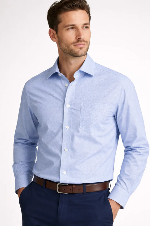 Tommy Hilfiger Men's Blue Flex Regular Fit Dress Shirt |Tommy Hilfiger In Lebanon