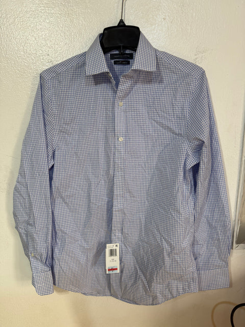 Tommy Hilfiger Men's Blue & White Checked Slim Fit Stretch Dress Shirt | Tommy Hilfiger In Lebanon