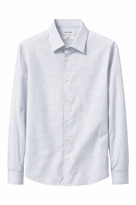 Calvin Klein Men's Blue & White Plaid Steel Plus Stretch Slim fit Wrinkle Free Shirt |Calvin Klein In Lebanon