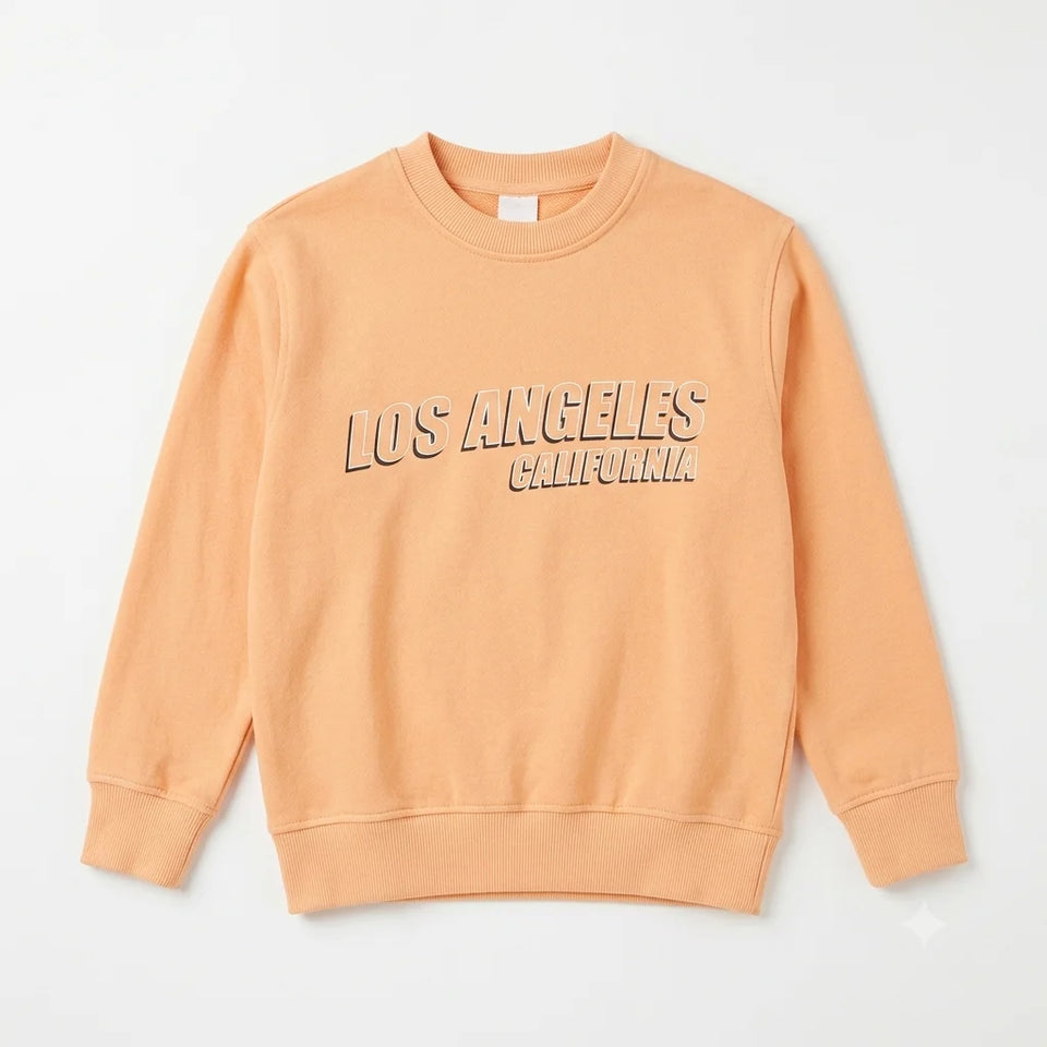 Zara Girl's Light Orange Printed Pullover Sweatshirt | Zara In Lebanon