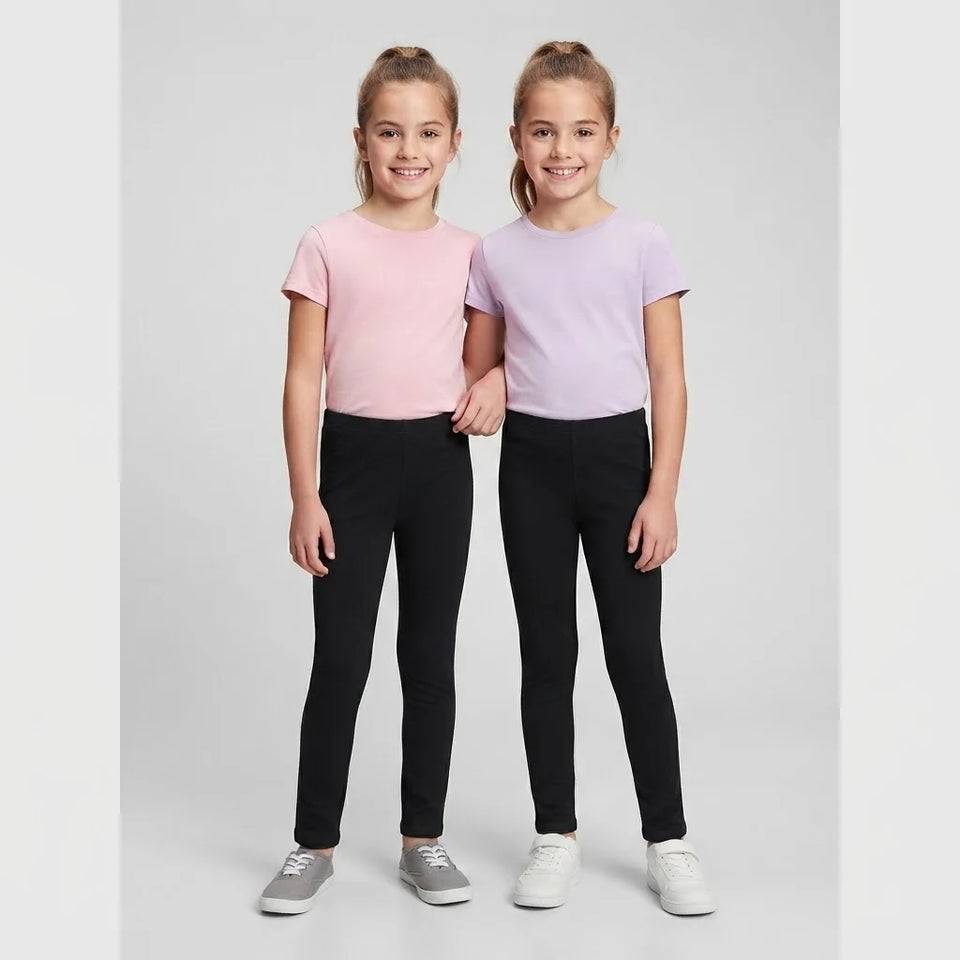 Sinsay Girl's Black Plain Full-Length Pack Of 2 Leggings