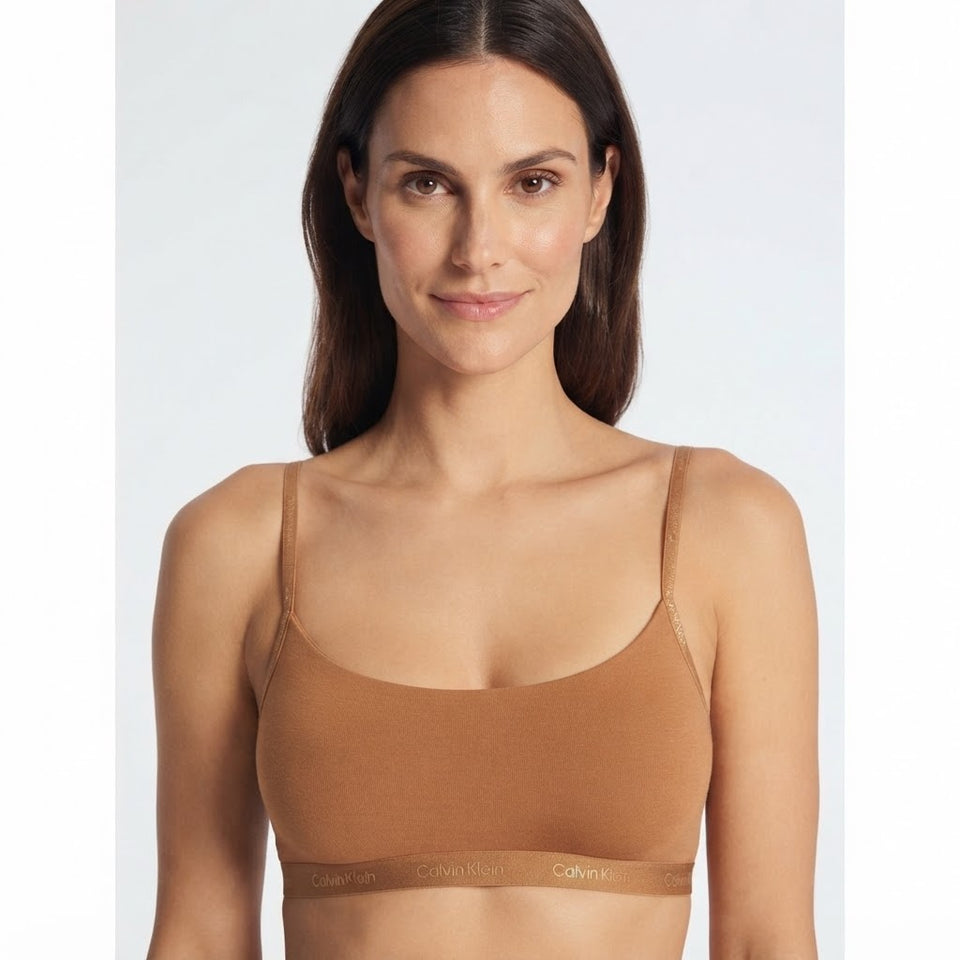 Calvin Klein Women's Brown Cotton Scoop Neck Bra
