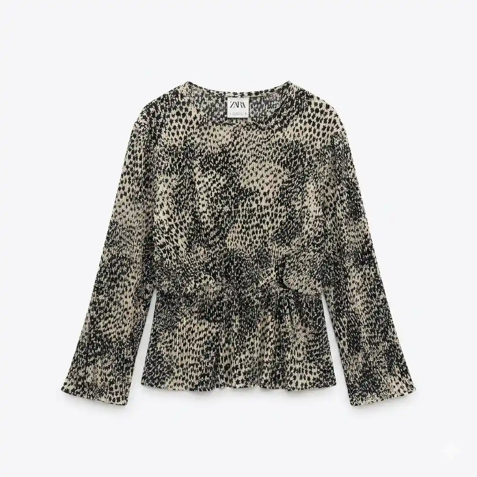 Zara Girl's Black & White Pleated Blouse | Zara In Lebanon