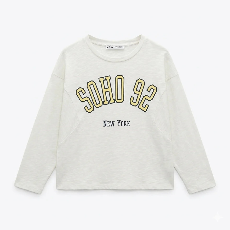 Zara Girl's Off White New York Printed Blouse | Zara In Lebanon