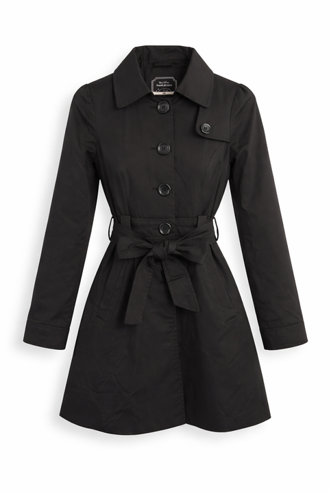 Vabbi Women's Black Buttoned Trench Coat | Vabbi In Lebanon