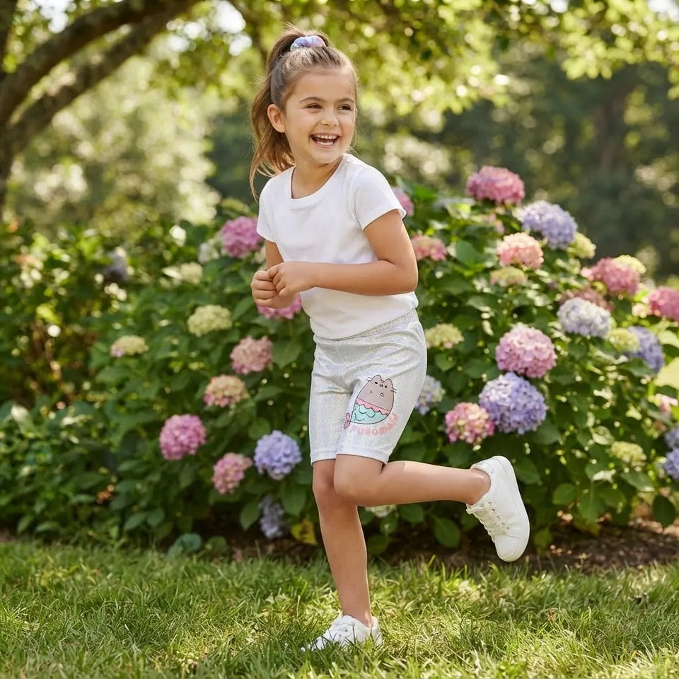 Sinsay Girl's Silver Holographic Biker Short