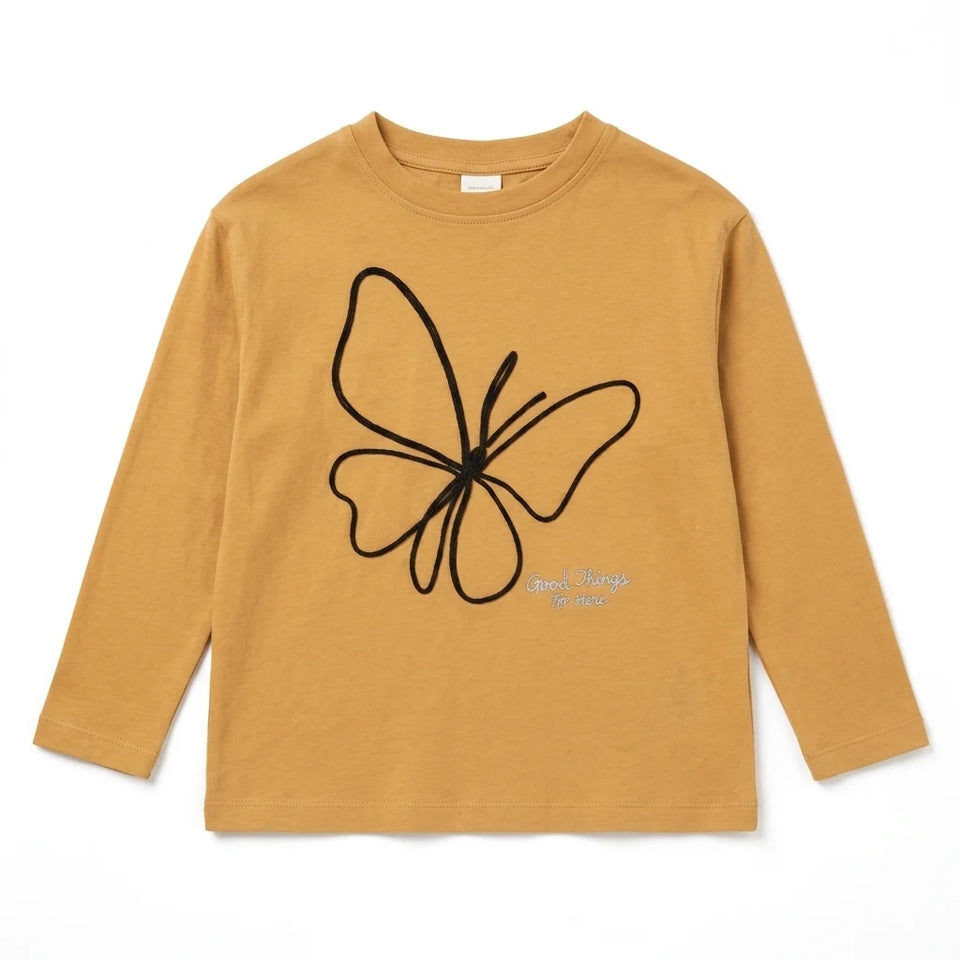Zara Girl's Camel Butterfly Outline Blouse | Zara In Lebanon