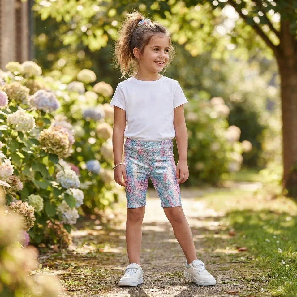 Sinsay Girl's Multicolor Mermaid Scale Biker Shorts