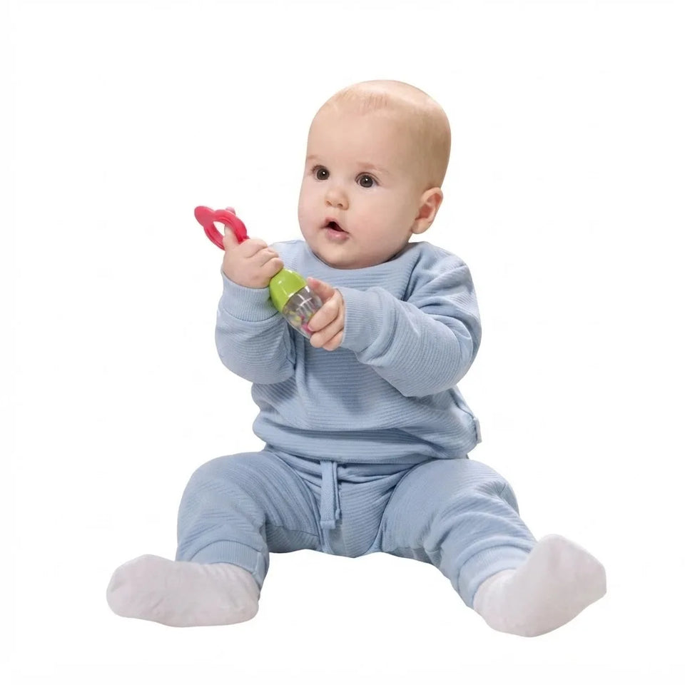 Sinsay Baby Boy's Light Blue Ribbed Knit Pajama Set