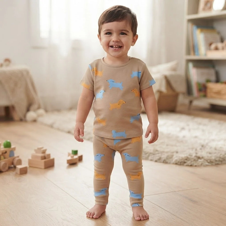 Sinsay Boy's Tan Animal Print Pajama Set