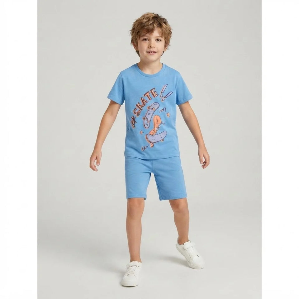 Sinsay Boy's Blue Skateboard Graphic Print Pajama Set