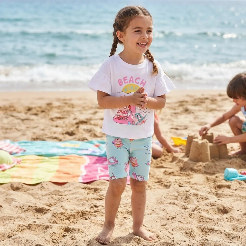 Sinsay Girl's White & Aqua Peppa Pig Printed Set