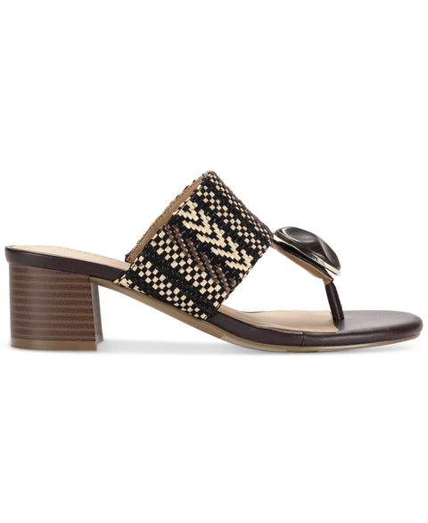 Style & Co Women's Brown Brandyy Embellished Raffia Chunky Heeled Sandals | Style & Co In Lebanon