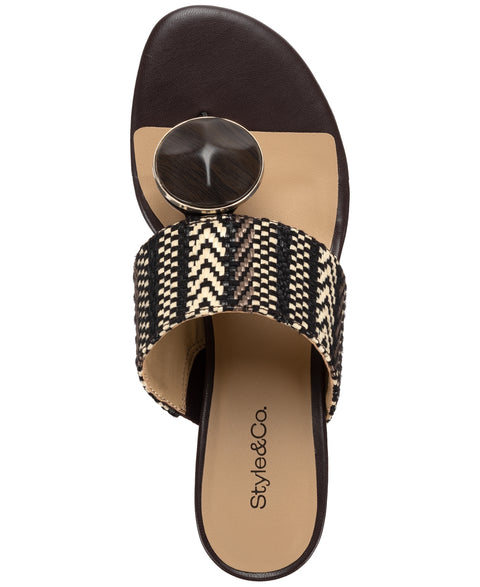Style & Co Women's Brown Brandyy Embellished Raffia Chunky Heeled Sandals | Style & Co In Lebanon