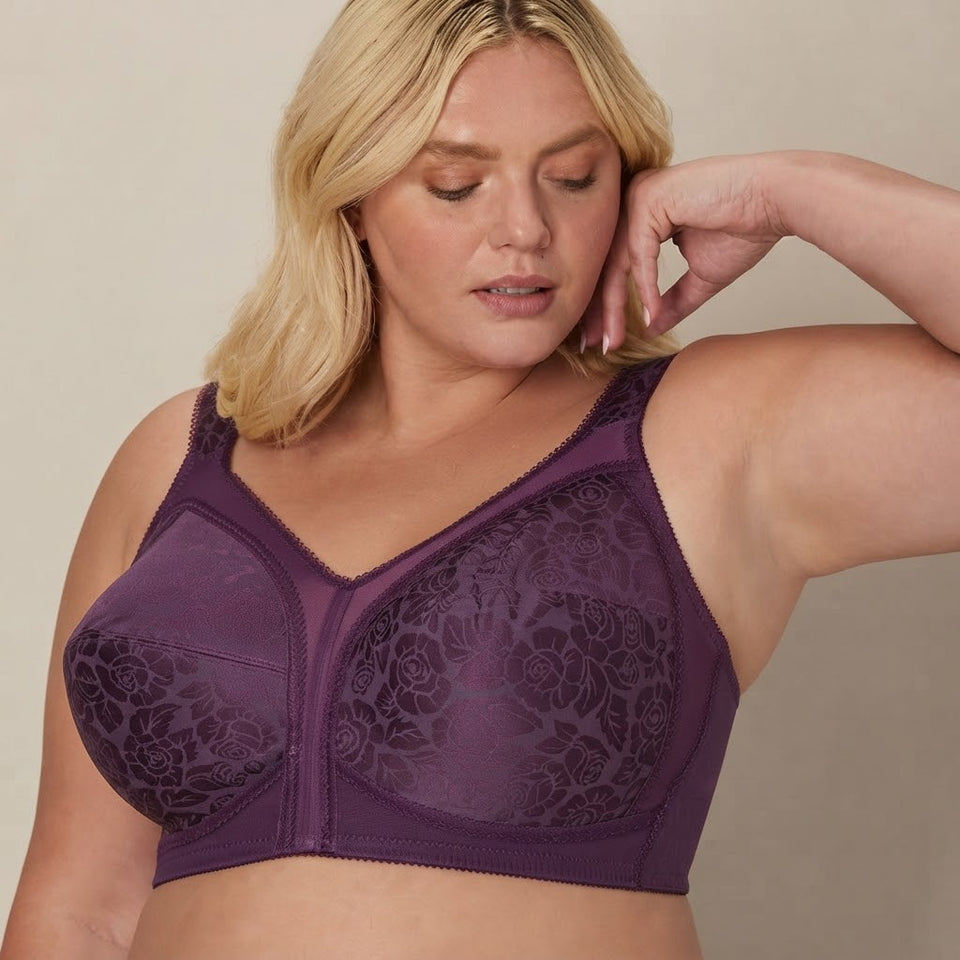 Playtex Women's Dark Purple Floral Full-Coverage Support Bra
