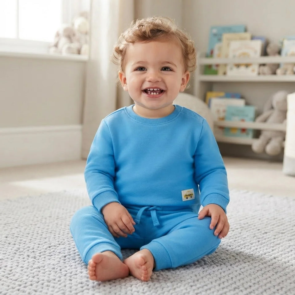 Sinsay Baby Boy's Bright Blue Sweatshirt & Matching Sweatpants Set