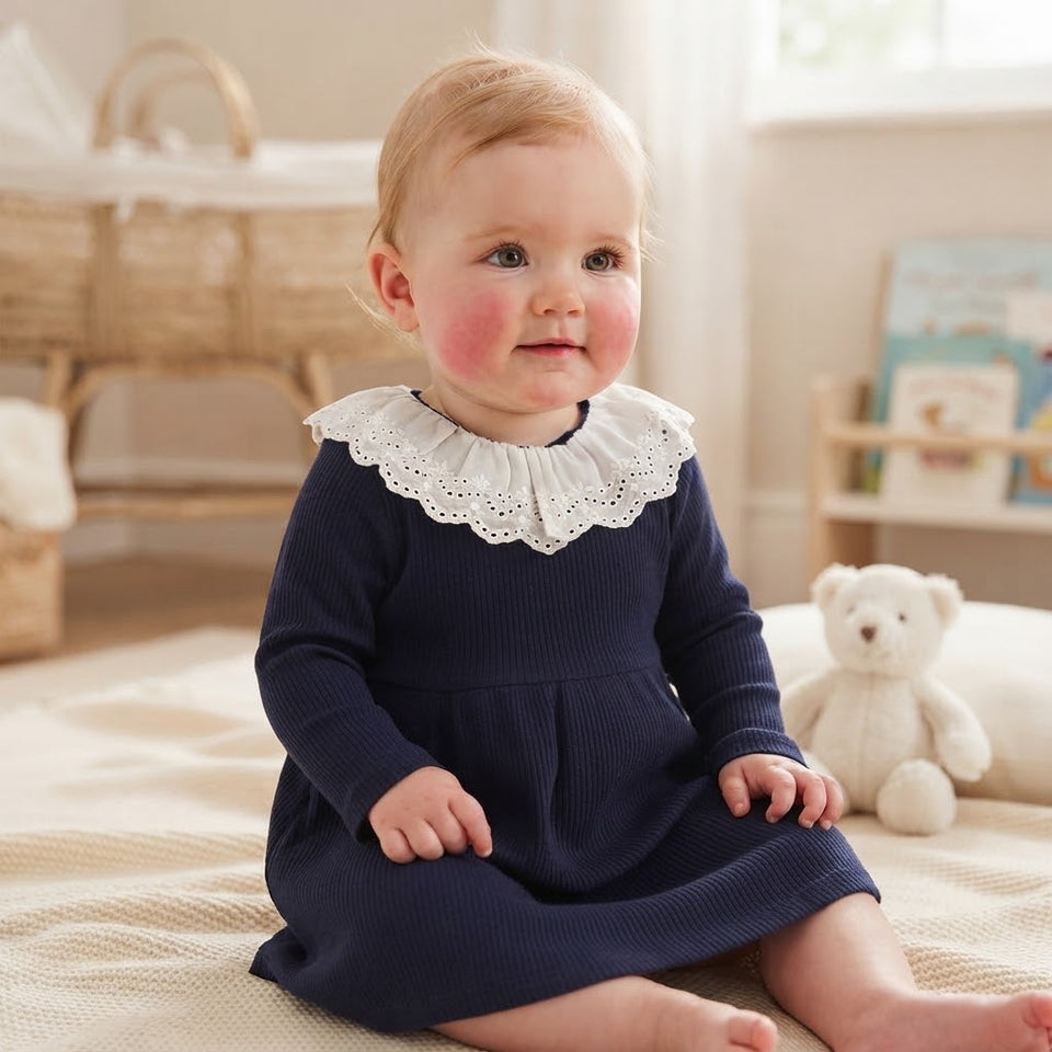 Sinsay Baby Girl's Navy & White Lace Collar Dress