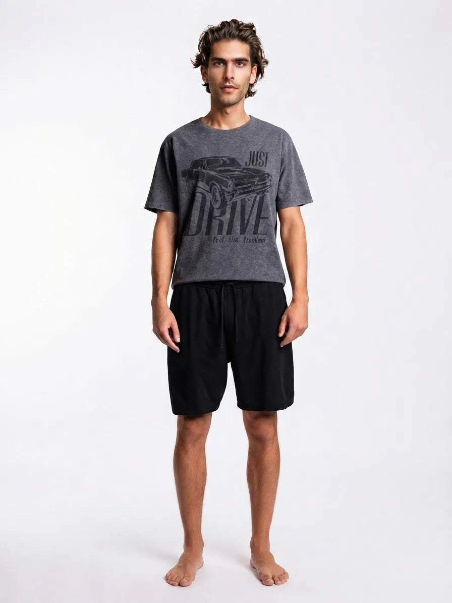 Sinsay Men's Black & Grey Printed Pajama Set