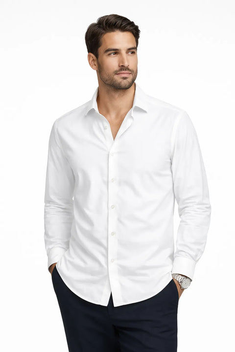 Michael Kors Men's White Slim-Fit Airsoft Dress Shirt | Michael Kors In Lebanon