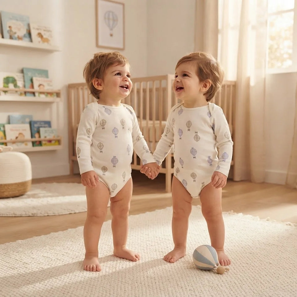 Sinsay Boy's Cream Printed Pack Of 2 Long-Sleeves Bodysuit