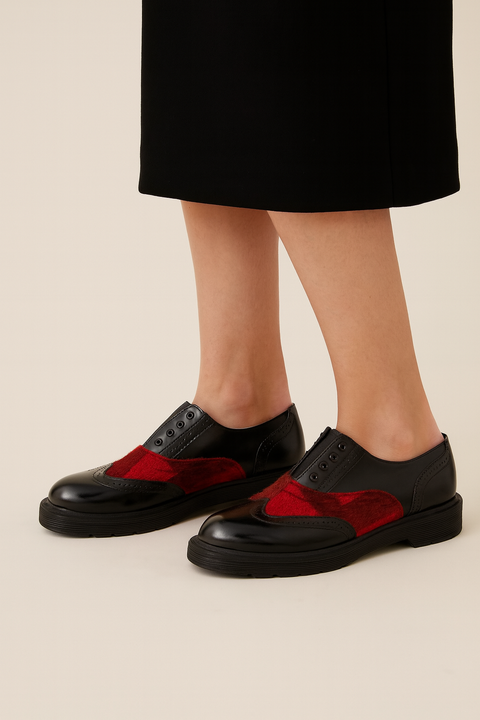 Tata Italia Women's Black & Burgundy Leather Casual Shoes | Tata Italia In Lebanon