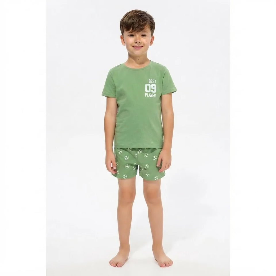 Sinsay Boy's Green Football Printed Pajama Set