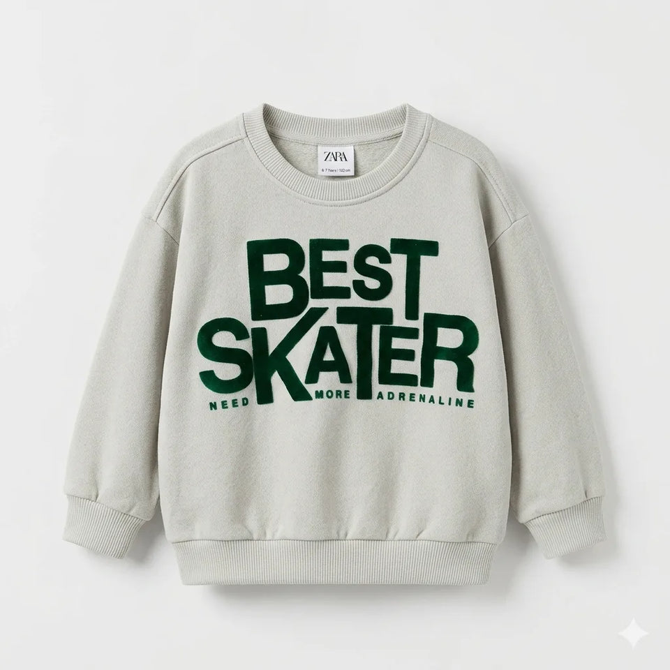 Zara Boy's Grey "Best Skater" Sweatshirt | Zara In Lebanon