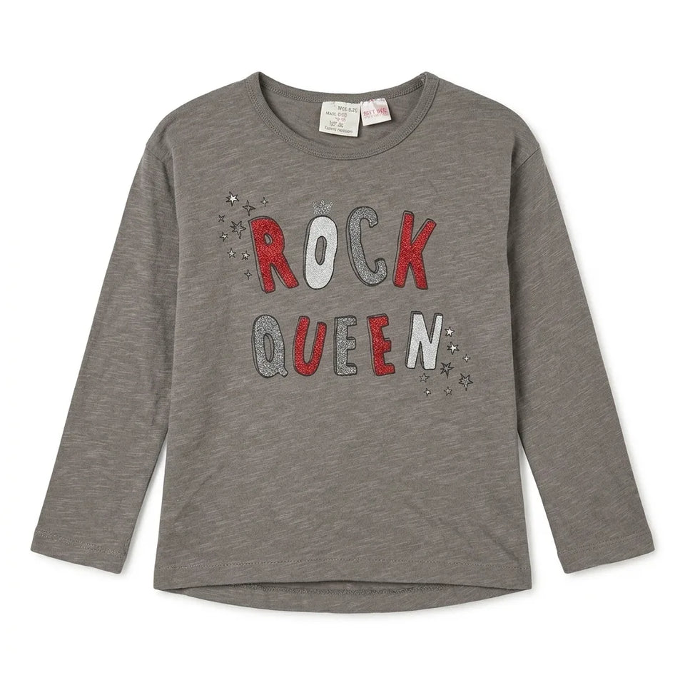 Zara Girl's Dark Grey "Rock Queen" Long Sleeve Blouse | Zara In Lebanon